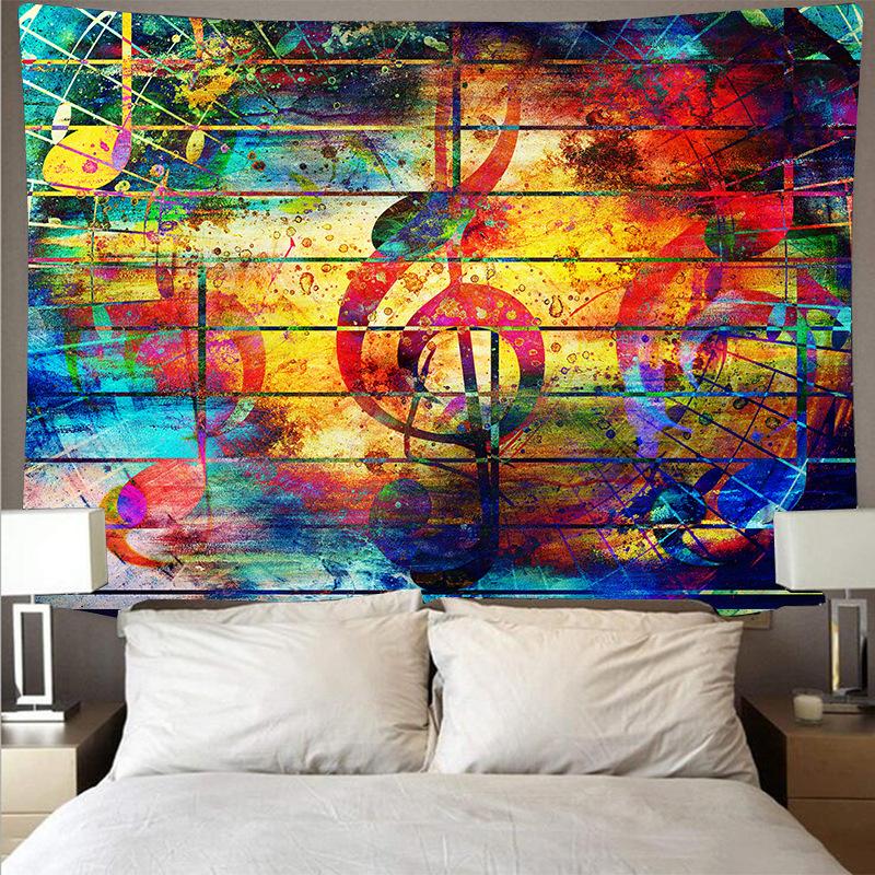 Nordic Musical Note Tapestry Colorful Background Cloth Art Home Bedroom Decor Hanging Cloth Digital Printing Mural Tapestries