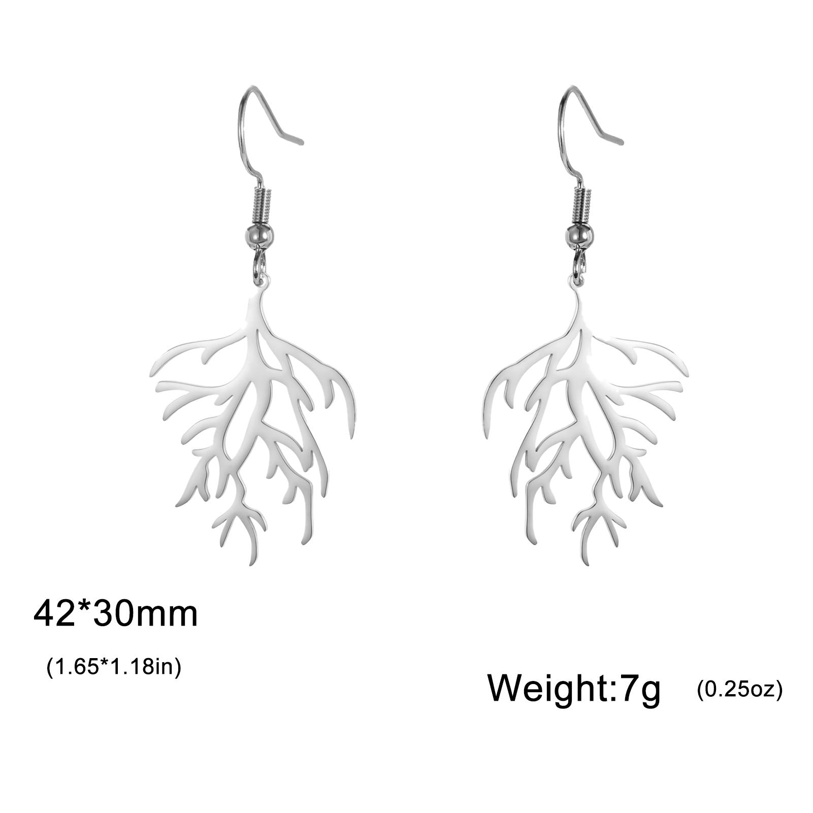 

Teamer Coral Stainless Steel Pendant Earrings for Women Creative Marine Life Jewelry Gold Color Casual Daily Accessories Gift