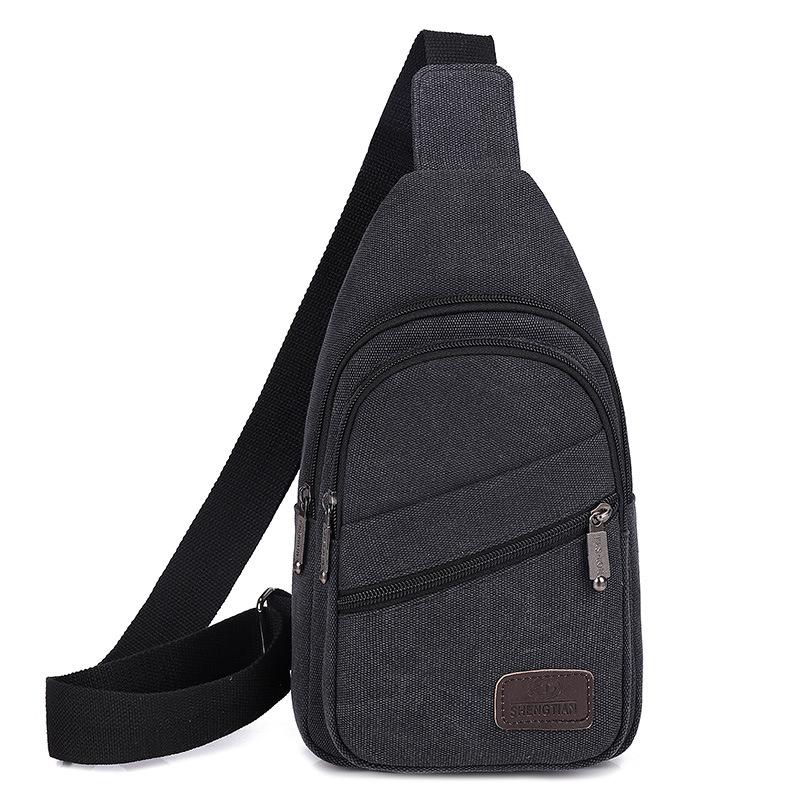 Multi-layer Multi-pocket Large-capacity Convenient Men's Breast Bag, Canvas Wear-resistant Oblique Span Chest Bag