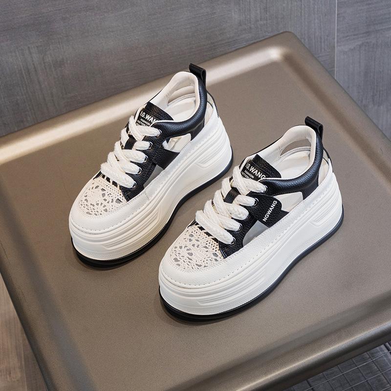 Autumn new thick-soled soft leather hollow low-top sandals versatile casual fashion cm lace-up