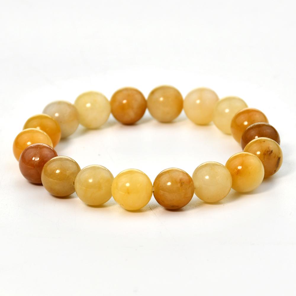 Vintage Gul Stein 4mm 6mm 8mm 10mm Runde Perler Naturstein Armbånd For Kvinner Bøhmisk Ferie Håndlaget Zirkon