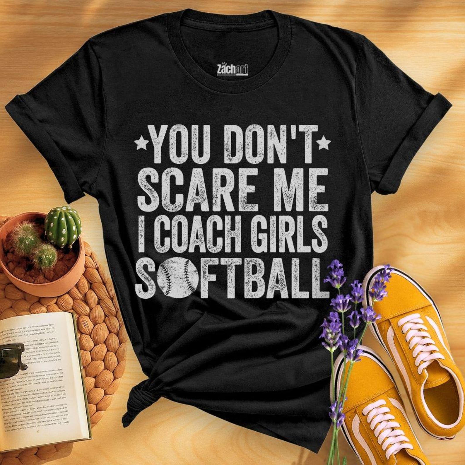 You Don t Scare Me I Coach Girls Softball Shirt, Funny Softball Coach Shirt, Women s Softball Trainer Gift, Fastpitch Mentor Shirt L