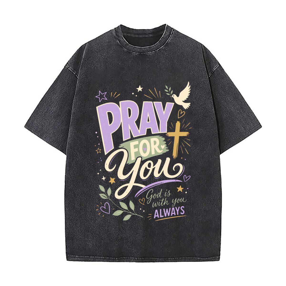 Faith Prayer Message Typography Desi Daily Commute Vintage Distressed T Shirt Loose Washed Sleeve M
