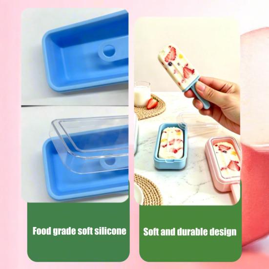 Silicone Ice Pop Mold with Stick, Food Grade Reusable Ice Cream Maker with Lid, DIY Summer Freezer Ice Lolly Mold for Kitchen