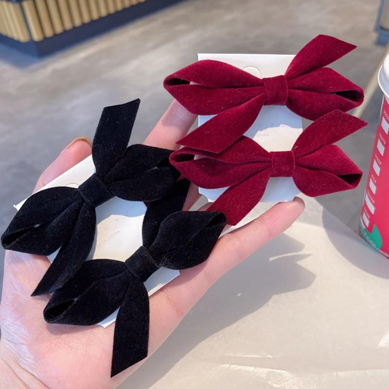 Velvet Bow Hair Clip Women Retro Versatile Gentle Duckbill Clip Temperament Hair Accessories