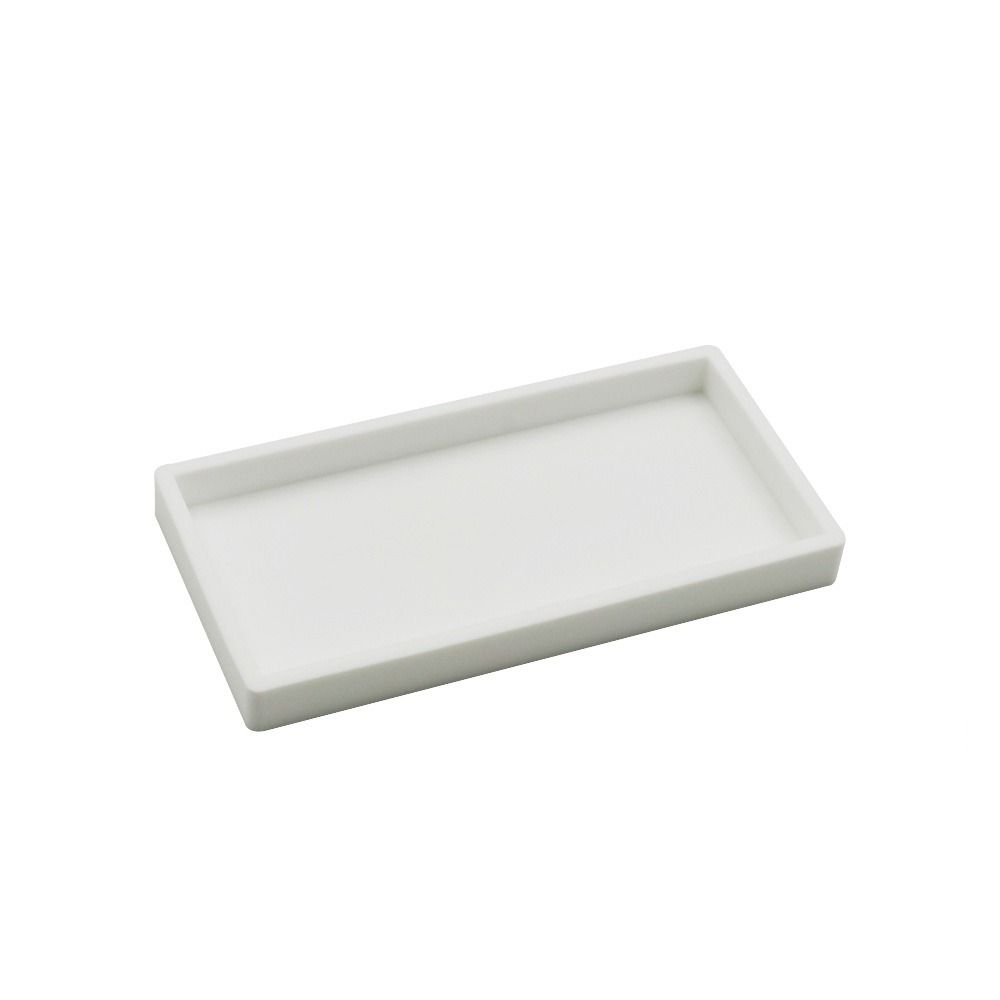 

Силиконовый поднос для туалетного столика в ванной, гибкая тарелка для хранения у раковины, элегантный поднос для столешницы в ванной, кухня 20x10cm-White Rectangular