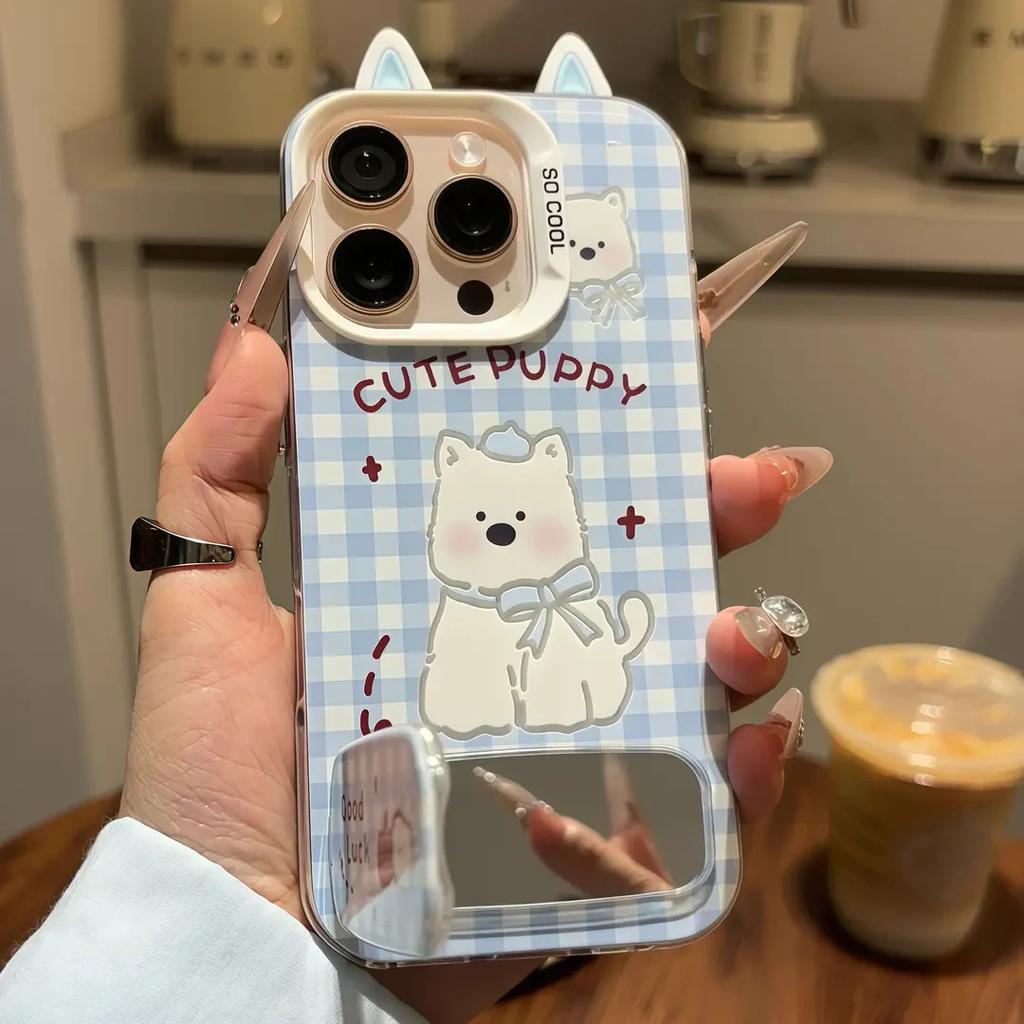 The Cute West Highland Stand Is Suitable for Iphone16pro Cases Apple 15promax Phone Cases  and 14 Mirror Surfaces