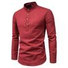Men's Shirts M-5XL Casual Linen Shirt Long Sleeve Shirt Slim Fit Stand Collar Shirt Men