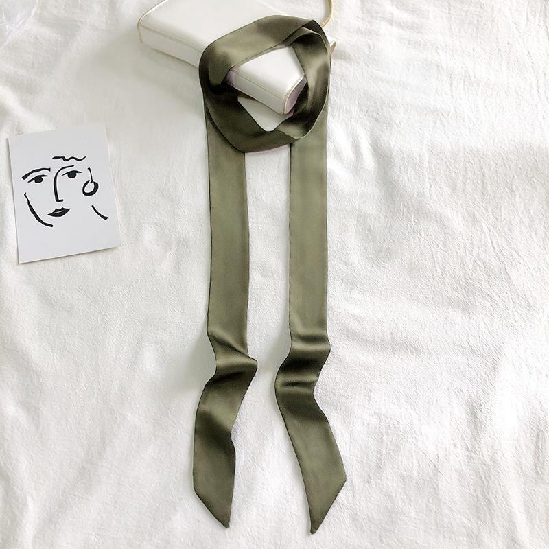 Sciarpa di seta a tinta unita, lunga, piccola, nastro, legata alla maniglia della borsa, sciarpa di seta legata ai capelli, nastro piccolo, sciarpa decorativa, fascia per capelli, colletto