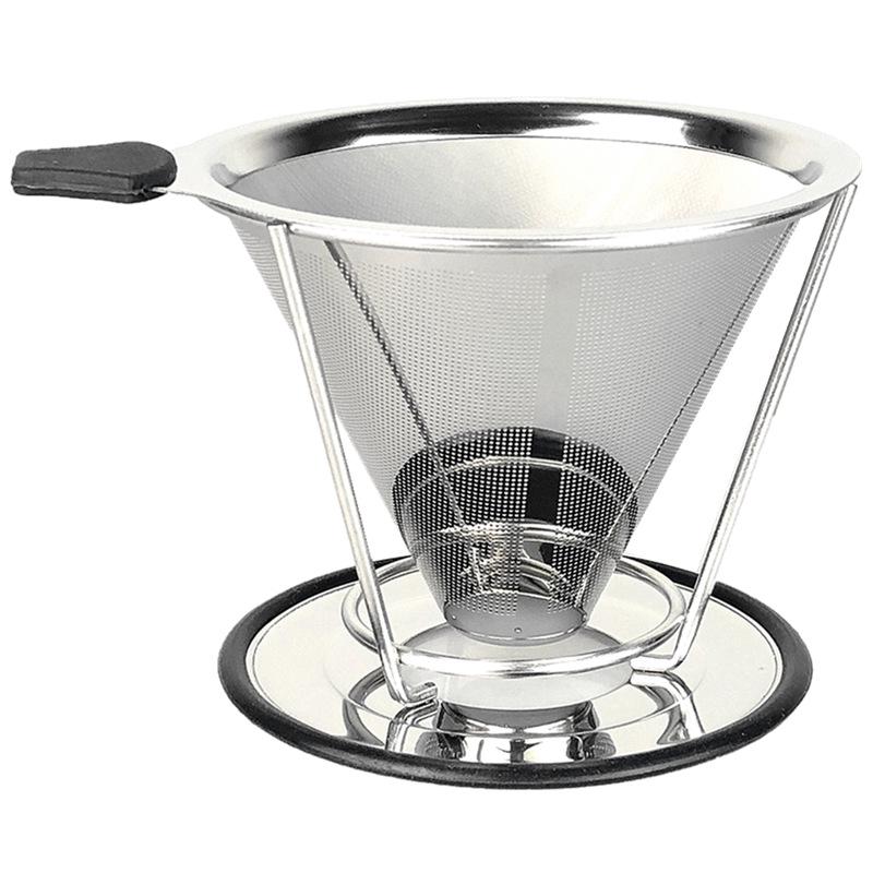 304 Stainless Steel Double Layer Coffee Filter with Stand