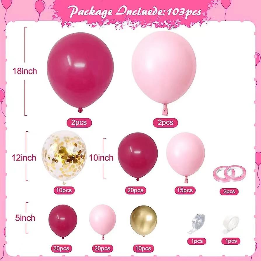 Rose Balloon Chain Set Garland Arch Balloon Metal Gold Balloon Birthday Wedding Party Decoration