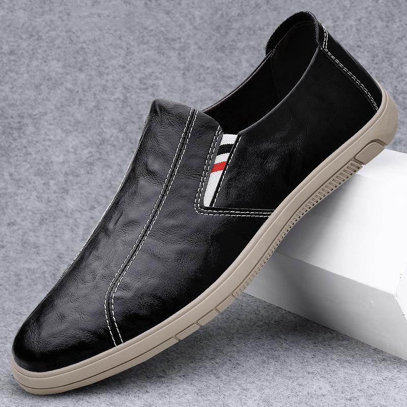 Men's shoes 2025 summer new men's daily soft-soled waterproof casual leather shoes lazy high-mouth one-pedal loafers