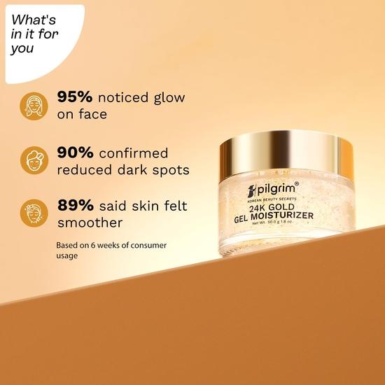 Pilgrim 24 Karat Gold-Gel-Feuchtigkeitscreme mit Hyaluronsäure und Alpha-Arbutin für Männer und Frauen, 50 g | Feuchtigkeitscreme für das Gesicht | Nicht fettend