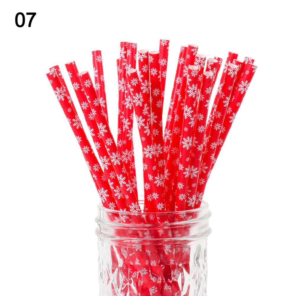 Party Supplies Snowflake Drinking Straw Disposable Christmas Decorations Christmas Paper Straws