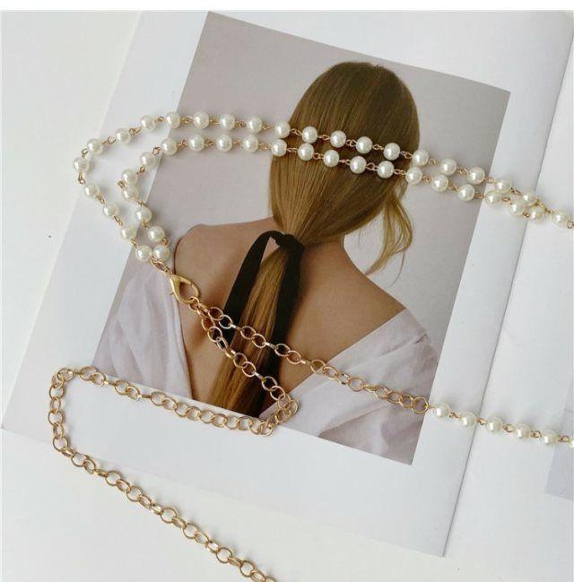1Pc Accessories Fashion Double Imitation Pearl Waist Chain Women's Adjustable Versatile Sexy Spice Body Chain