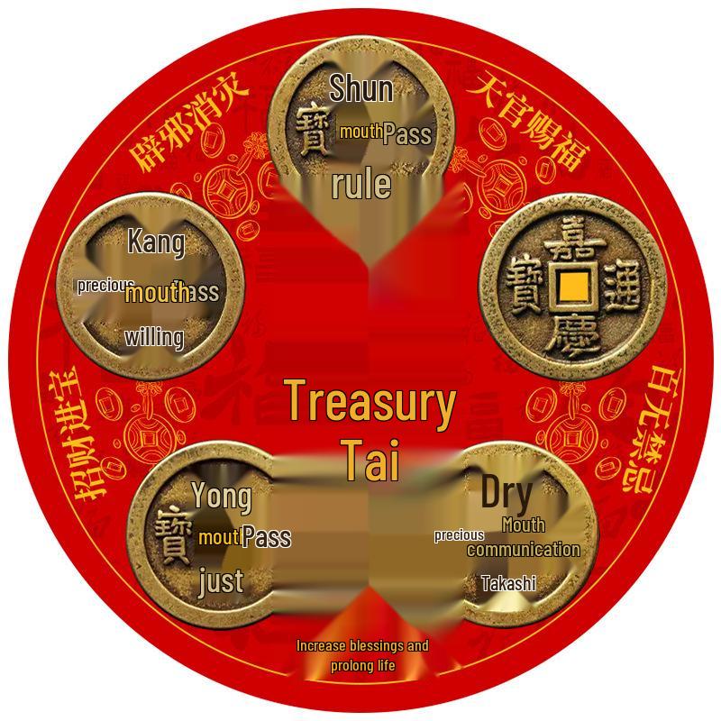 Self-Adhesive Magnetic Five Emperors Coins Wealth Sticker for Doors