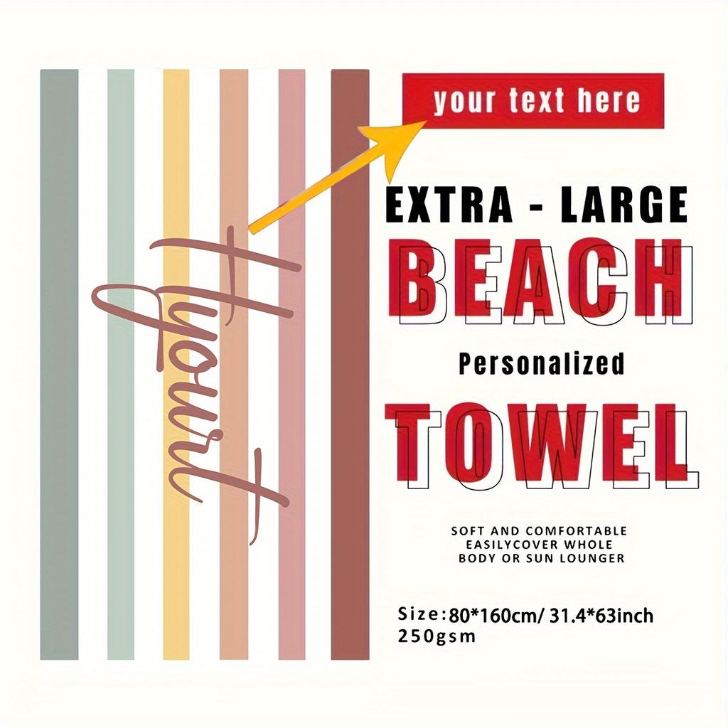 Customized Beach Towel Striped Pattern Personalized Absorbent Bath Towel Quick-drying Swimming Towel For Beach Swimming Outdoor
