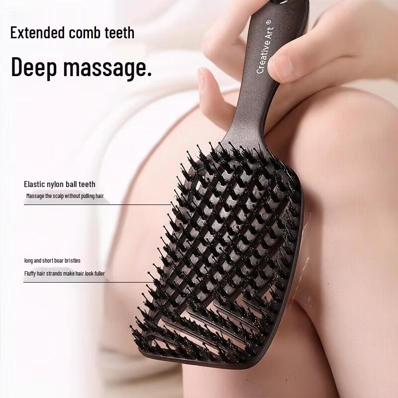 HANDUNYOU Folding Boar Bristle Hair Comb