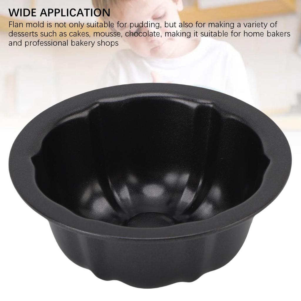 4Pcs 4in Mini Flan Mold Round Nonstick Baking Pan Carbon Steel Pudding Pumpkin Cake Mold for Home Bakery Baking Tools
