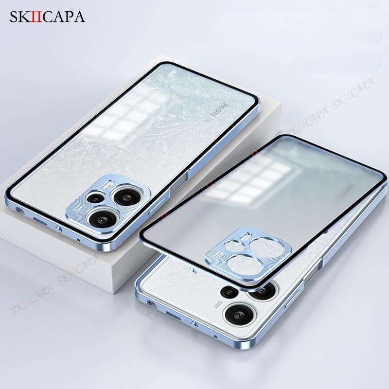 Tempered Glass Phone Case For Redmi Note 12 Turbo Aluminium Alloy Bumper Cover For Redmi Note 12 Pro Plus Slim Shockproof Cover