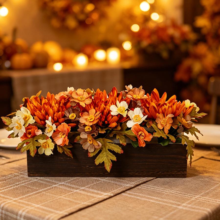 Artificial and Maple Leaf Fall Table Centerpiece for Festival and Thanksgiving Decor