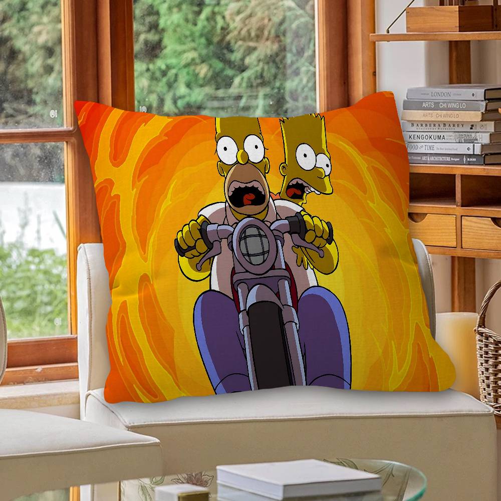 Cartoon The S-Simpsons Cushion Cover Car Throw Pillow Case For Sofa Car Christmas Gift 40x40cm 45x45cm