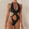 Women Swimsuit Hollow Out Halter Neck One-piece Wireless Monokini