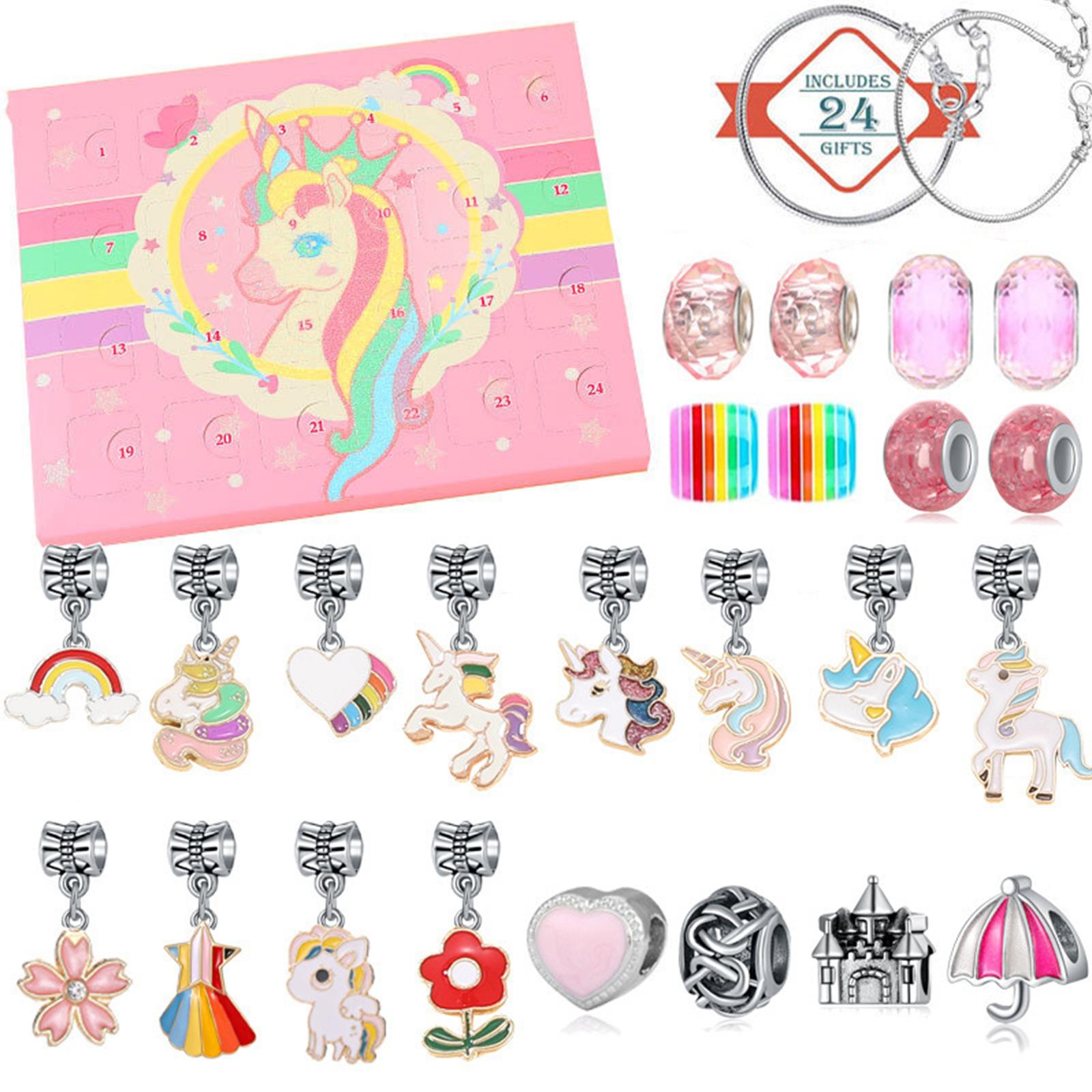 

DIY Jewelry Advent Calendar Bracelets & Charms Jewelry Making Set Christmas Countdown Calendars Gift for Adults/Kids/Women/Girls 24 in 1