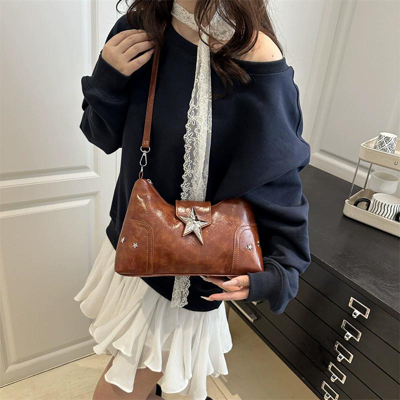 Punk Style Star Design Women Hobos Shoulder Bags Casual Y2k Cool Hot Girls Crossbody Bag Commuter Female Handbags Purse