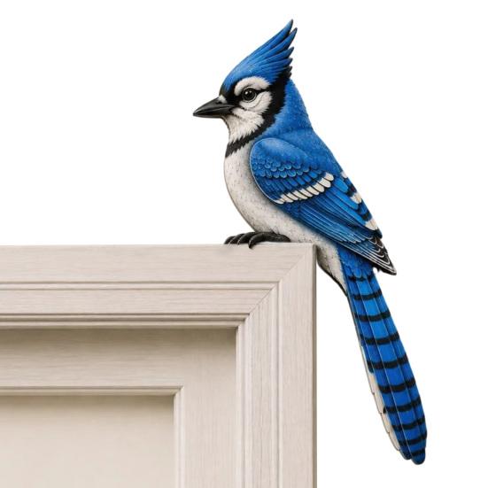 Accents de pièce inspirés par la nature, Décor Topper d'oiseau en bois pour porte, Statuette d'angle de forme adorable, Panneau décoratif en bois fait à la main, Aménagement intérieur de forêt