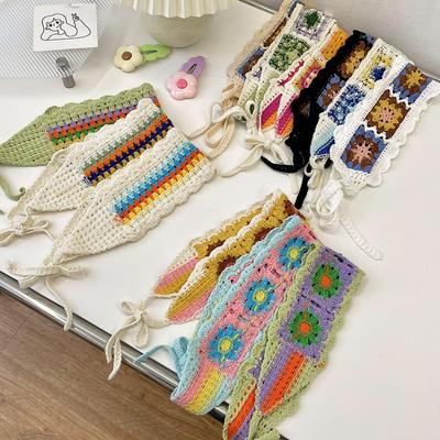 Bohemian Crochet Turban Hair Bands Vintage Fashion Hair Scarf For Women Flower Knit Headband Headwrap Hair Accessories