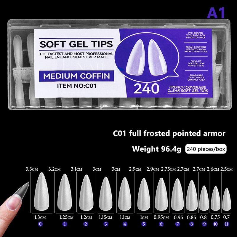 240Pcs Boxed Clear Press Fake Nails Tips Ultrathin Full Paste Fake Nails Wearing Armor Nail Tools