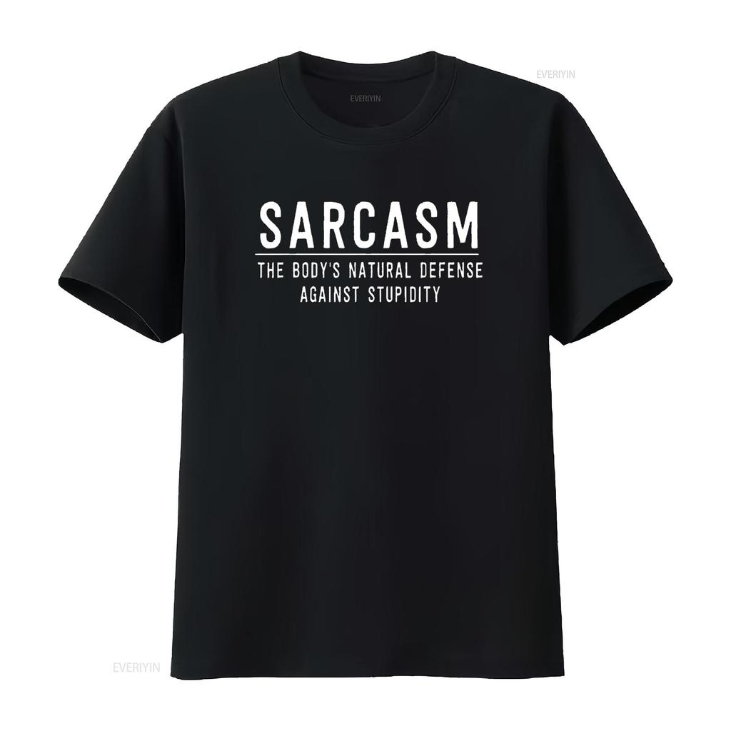 Sarcasm the Body S Natural Defense Against Stupidity T Shirt Vintage Washed Graphic Stylish Breathable Soft Unisex Fashion