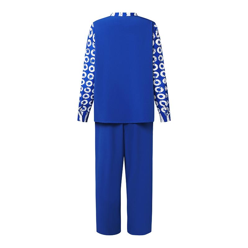 Damen-Sets in Übergröße, V-Ausschnitt, langärmlig, bedruckt, Oberteil und gerade Hose