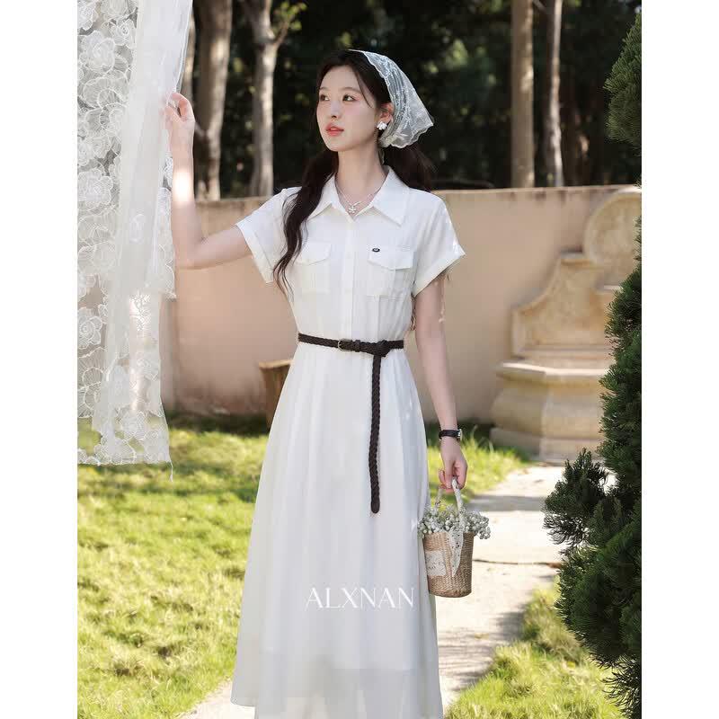 Lu Xiangnan French Style Off-White Summer Dress L