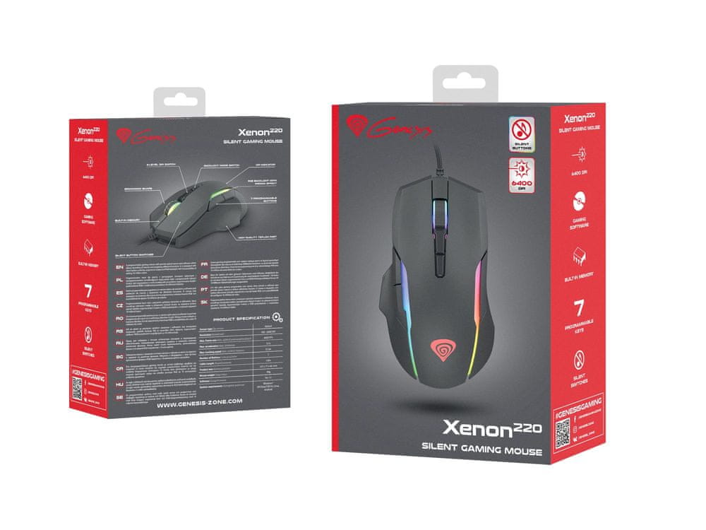 Wired Gaming Mouse Genesis Xenon 220 Rgb Usb Black Gamingow 1 Pc