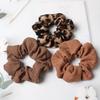 Leopardenmuster Scrunchie Kord Herbst Winter Kord Samt Einfarbiges Scrunchie Set Elastische Haarbänder Tierdruck Pferdeschwanz Haargummi Seil