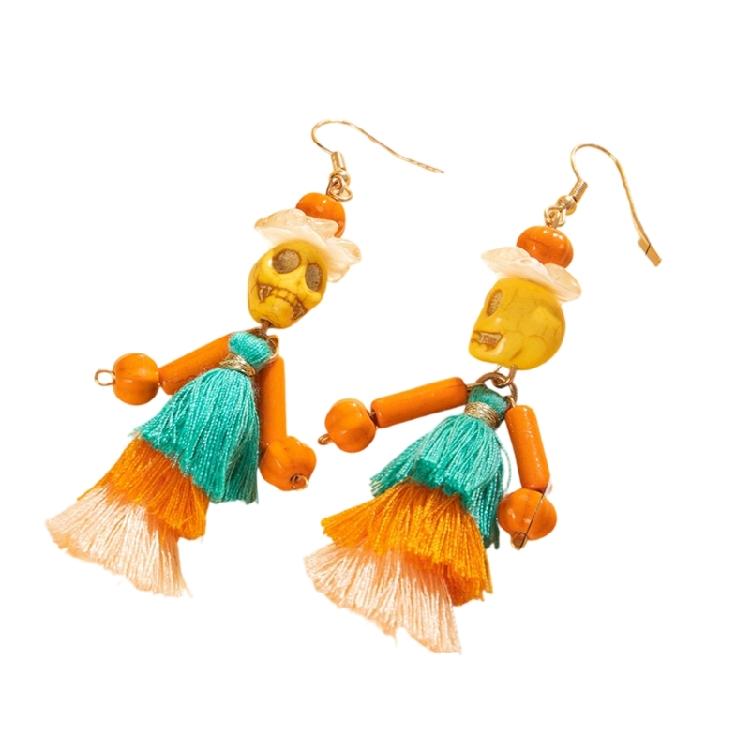 Festive Bohemian Skeleton Earrings Gothic Punk Tassels Jewelry Long Dangle Accessories for Women Special Event