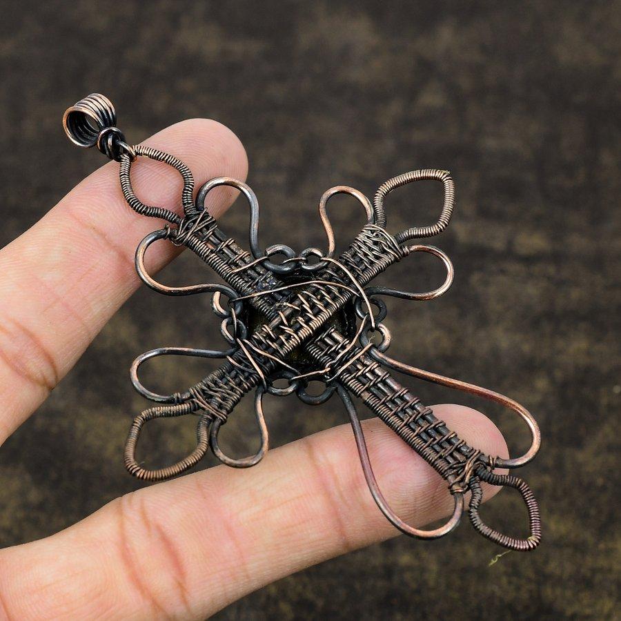 Labradorit Handgefertigter Kupferdraht Wickel Schmuck Anhänger 3.98" V6O61