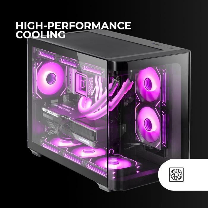 Micro-ATX Gaming Case - Mars Gaming - MC-FusionM - Curved Glass - Liquid Cooling - Dual Chamber