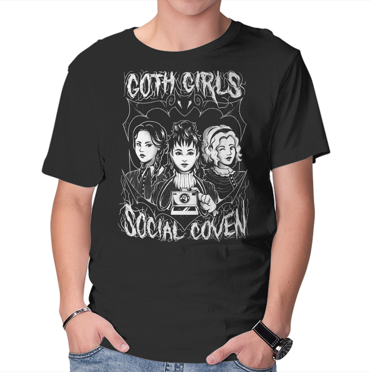 Unisex Crew Neck T-Shirt Goth Girls Social Coven Graphic Short Sleeve Casual Tee XXL