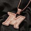 THE BLING KING Big Baguettecz Letter M Pendan Iced Out Cubic Square Zirconia Charm Choker Necklace Hiphop Jewelry