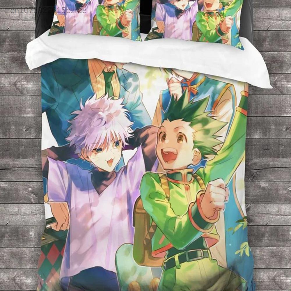 Anime Hunter X Hunter Bedding Set 3 Pieces Cartoon Duvet Cover Quilt Cover Japanese Manga Home Textiles Bedroom Decor