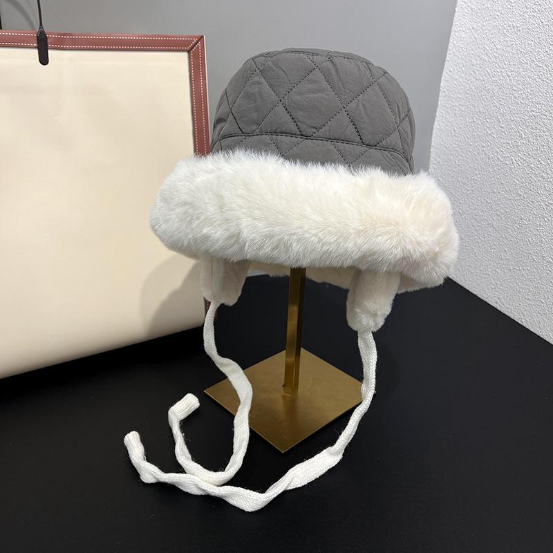 Add Velvet and Thicken Winter Shopping Ear Protection and Cold Warm Hat for Women's Hairy Lei Feng Hat Casual Trend Fisherman Hat