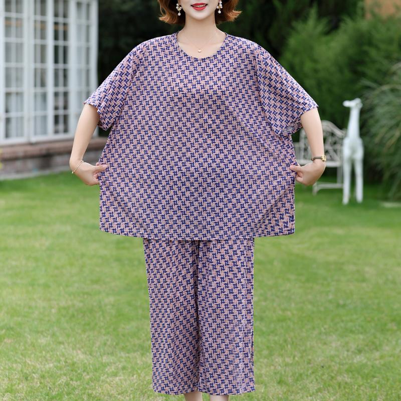 Women's Plus Size Summer Casual Set, Printed Top & Capri Pants (3XL-7XL)