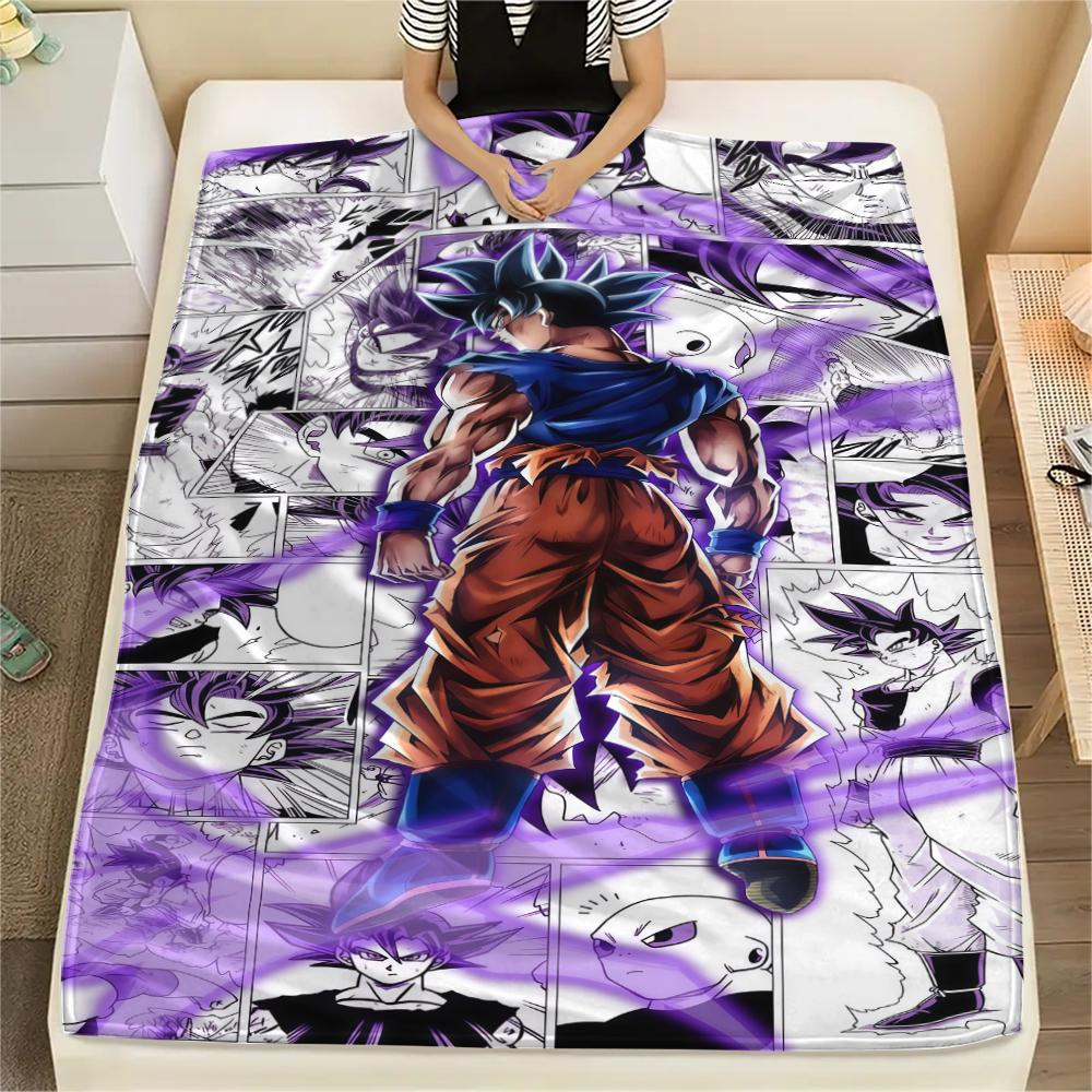 Dragon Ball Son Goku Flannel Blanket Trendy Print Fit For Bedroom Chair Sofa Bed Picnic Travel -HE21