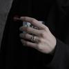 Adjustable Open Ring Men Women Sterling Geometric Hollow Design Minimalist Vintage Style Fashion Jewelry