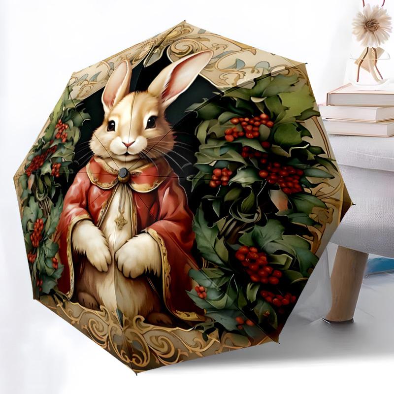 

1pc Rabbit Ornament Automatic Folding Umbrella Durable Iron Frame,All Seasons Home Travel Outdoor Multifunctional Umbrella yy251115188