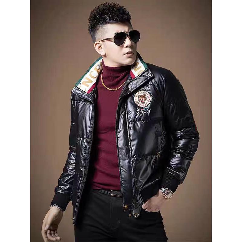 Giacca Invernale da Uomo Trendy Europea con Collo Rialzato - Calda, alla Moda, con Piuma d'Anatra Bianca, Stile Coreano