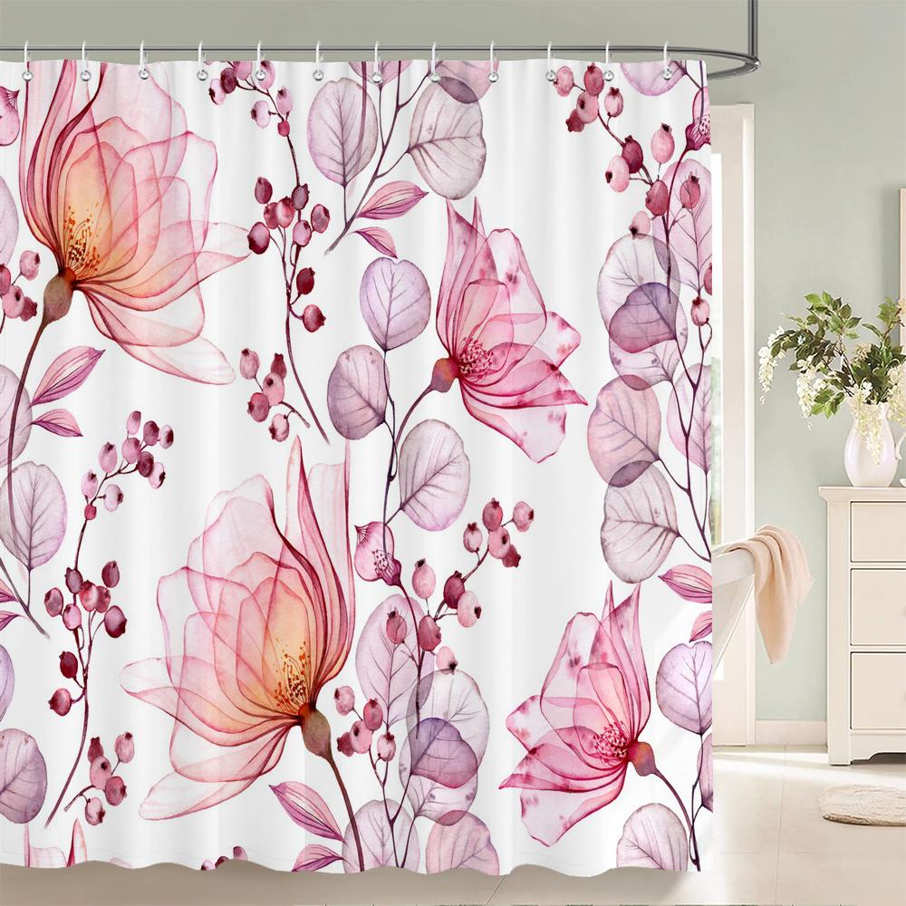 1 pièce Rideau de douche en tissu polyester à motif floral coloré Tissu imperméable Rideau de salle de bain Rideau de séparation anti-moisissure